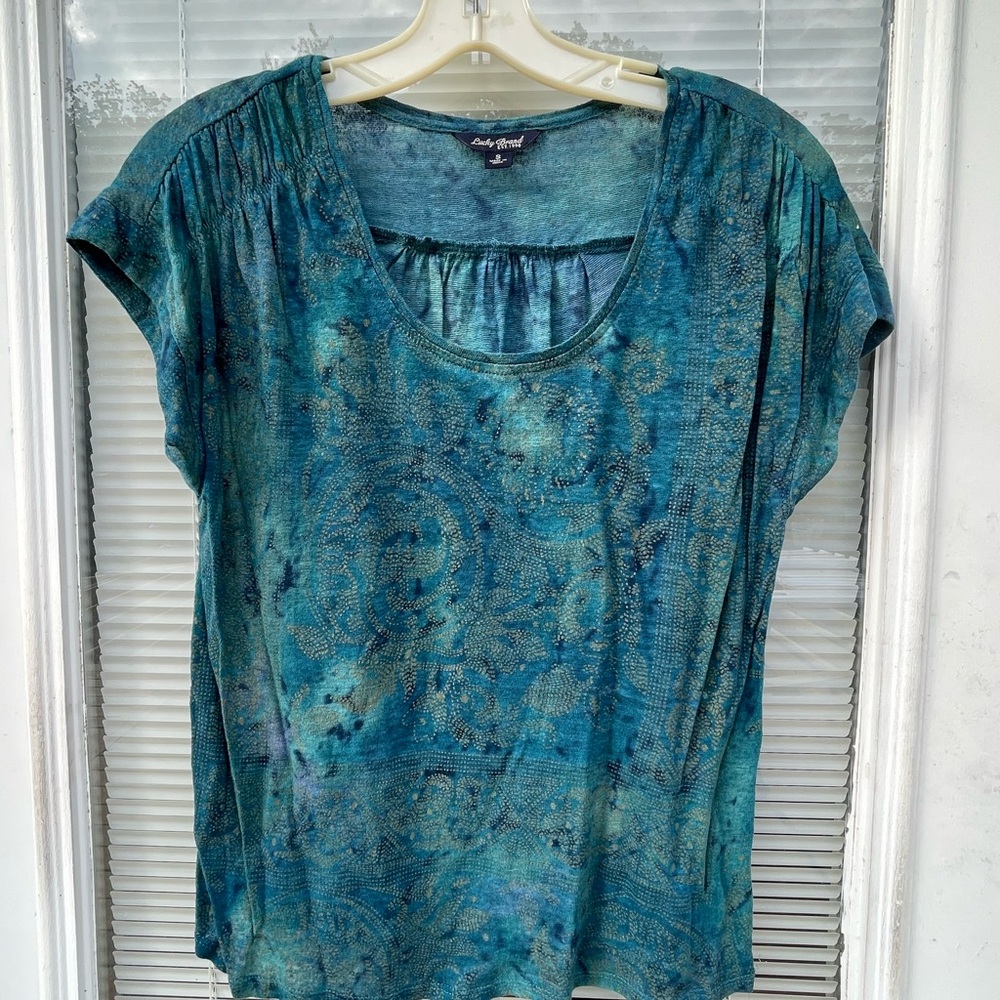 Lucky Brand Teal Green Short Sleeve Scoop Neck Tee